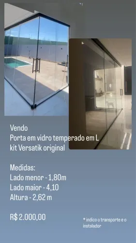 Porta de vidro temperado em L