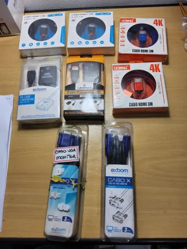 QUEIMA DE ESTOQUE!! KIT 4 CABOS HDMI, 2 CABOS CONVERSOR HD E 2 CABOS VGA PARA MONITOR