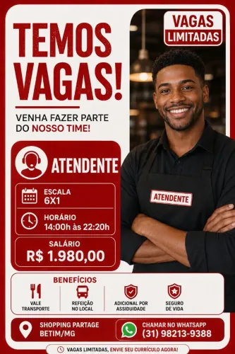 ATENDENTE EM BETIM