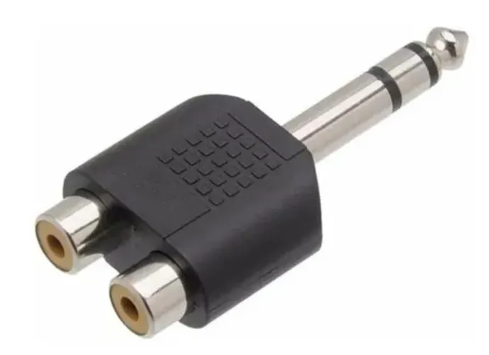 COD-CP521 Plug Adaptador P10 Macho Stereo X 2 Jack Rca Fêmea Preto Arduino Automação 