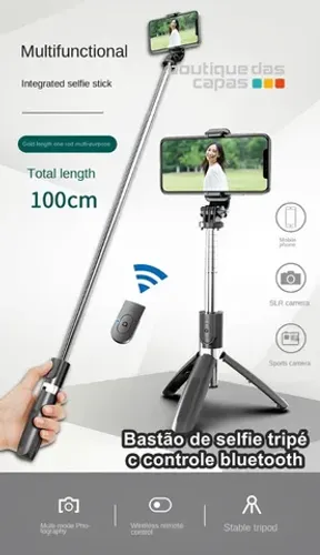 Bastão de selfie tripé c controle bluetooth celular iPhone Tomate samsung MZP-109