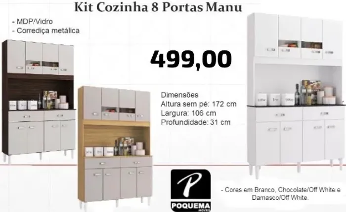 Kit cozinha oito portas de Manu black Friday - FRETE GRÁTIS