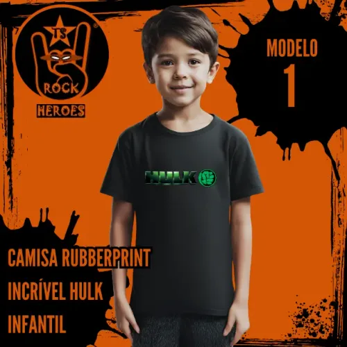 Camisa Rubberprint O Incrível Hulk Infantil 100% Algodão com Estampa em Alta Definição