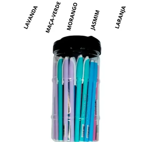 Kit 5 Caneta Perfumada Esferográfica Ponta Fina 0.7 Jocar Office