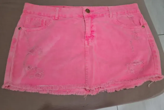Saia Jeans rosa neon - Polo wear - Tam. 44 - Usada