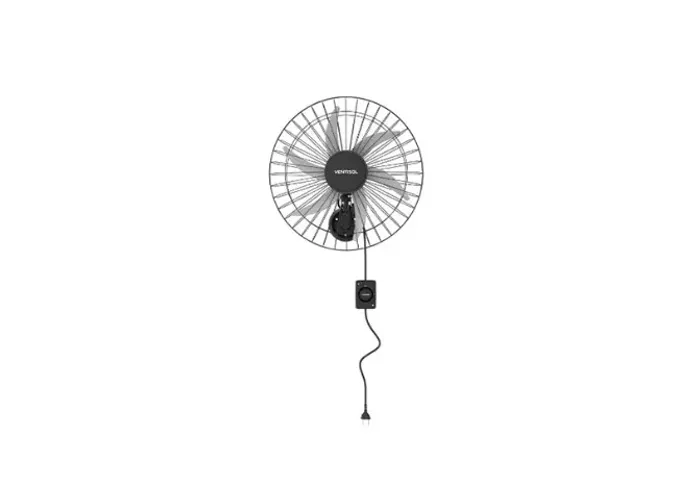 Ventilador Parede Ventisol Steel 06 Pás, 03 Velocidades, Bivolt 200W - 50cm Cabo já conect