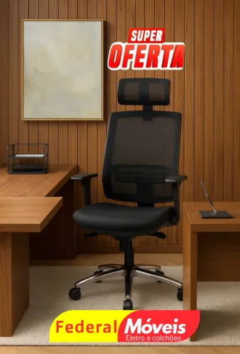 Cadeira Giratória Presidente Pés Cromados Telinha - Elegância e conforto em um só produto!