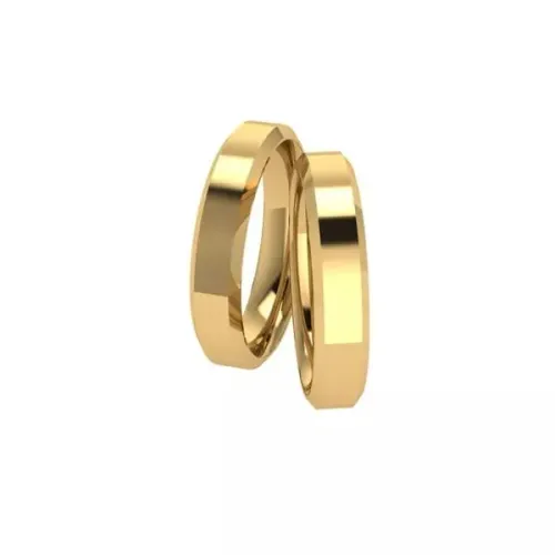 Par De Aliança Casamento De Ouro 18k Reta Chanfrada com 4mm  5 gramas