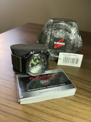 G-Shock G2100 - CASIOAK - Verde/Olive Green - Aço Polido