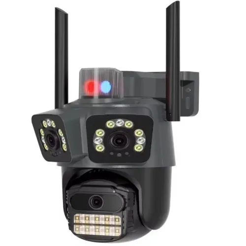 Câmera De Segurança Tripla Externa Full HD Alarme Sirene Visão Noturna SC-B61