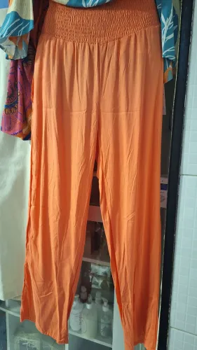 Calça saída de praia laranja algodão fino