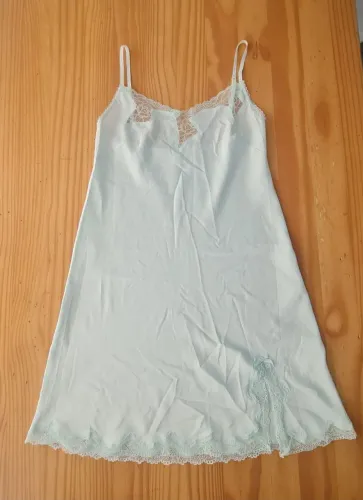 Camisola Com Renda Verde Água- Loungerie -,Tamanho M