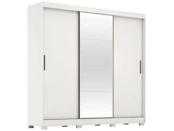 Guarda-roupa Casal com Espelho 3 Portas de Correr 6 Gavetas Demóbile Londres