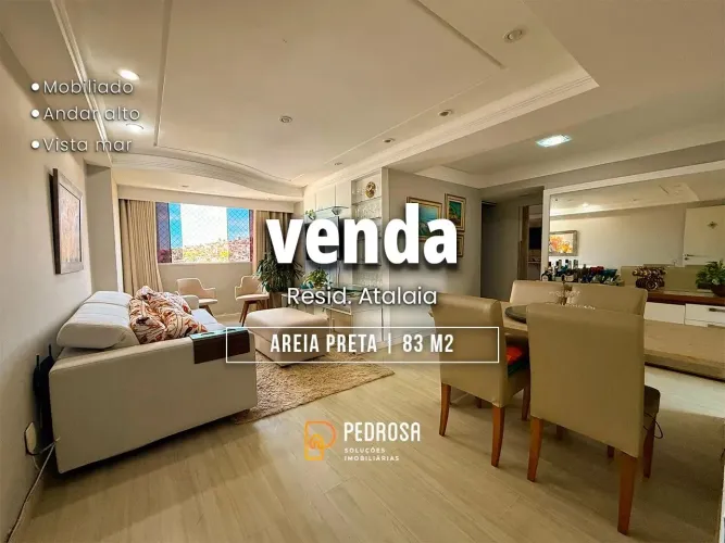 Apartamento vista mar e mobiliado para venda com 86 m2 e 2 quartos em areia preta natal/rn
