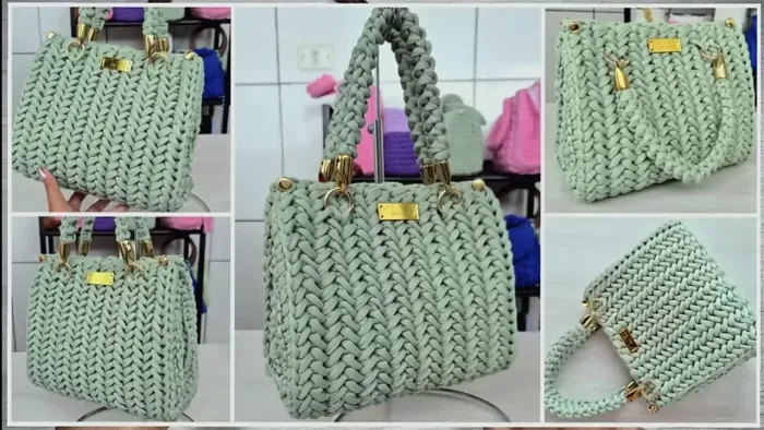 Bolsa de malha de crochê