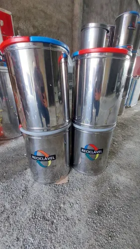 Baldes lixeiras  de Aço Inox  Reciclável 3 divisões  
