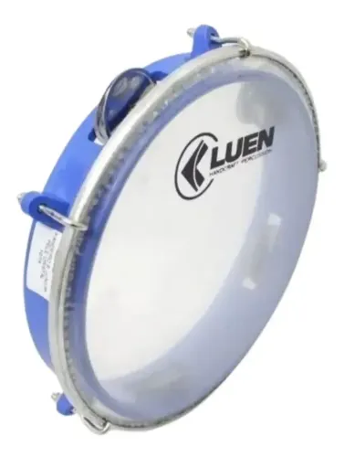 Pandeiro Luen 8 Junior Pele Cristal Abs Platinelas De Inox Cor Azul