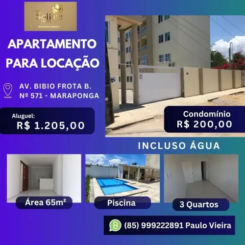 Apartamento 100% Sombra no Bairro Maraponga Com 03 Quartos, 02 Banheiros e Lazer Com Pisci