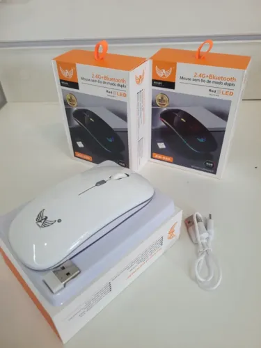 Mouse sem fio RECARREGAVEL 2in1 WiFi e Bluetooth, RGB
