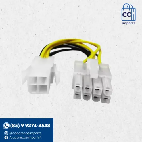 Cabo Extensor de Alimentação CPU ATX 4 Pinos para 8 Pinos (EPS) | Novo | Pronta Entrega