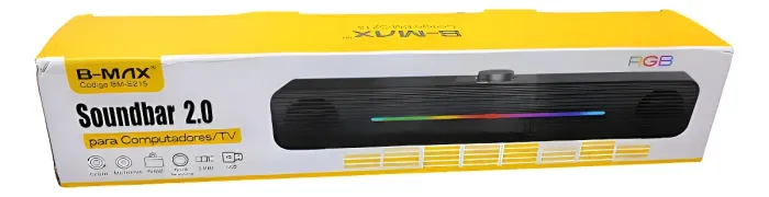 Soundbar B-Max BM-S215 RGB Alto-Falante para PC, Notebook e TV USB P2