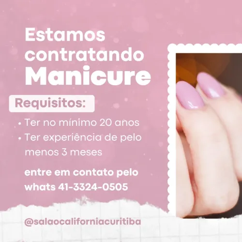 Vaga manicure e depiladora