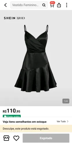 Vestido preto de cetim grosso
