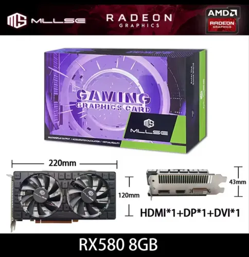 MLLSE AMD RX580 8GB 2048SP GDDR5 256Bit PCI-E 3.0 x 16 Radeon