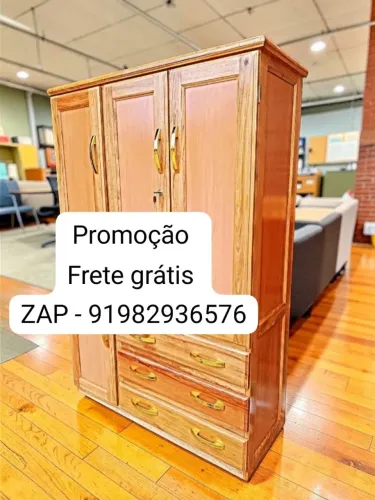 Guarda roupa de solteiro 3 portas madeira jatobá NOVO!