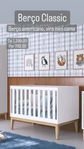Berço Americano Classic 2 em 1 - monta como berço e também como mini cama