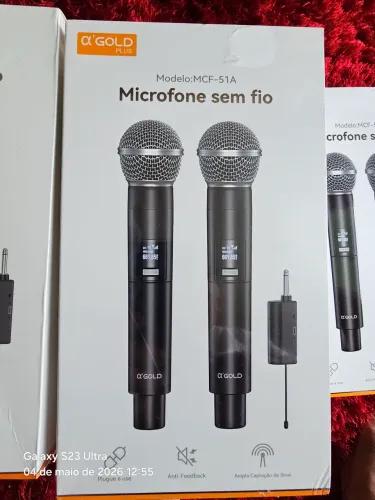 Microfone duplo sem fio 
