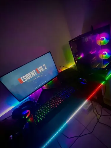 Pc gamer completo, monitor e periféricos, gabinete de vidro (microfone de brinde)