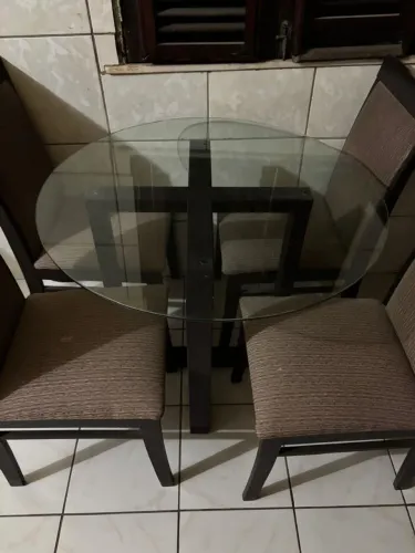 Conjunto de Mesa de Vidro e Cadeiras Para Jantar