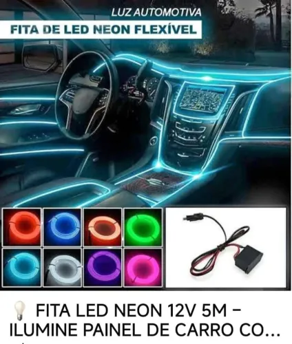 Fita neon para painel de carro 