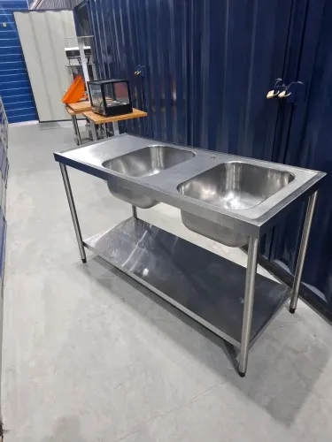 Mesa inox com duas cubas