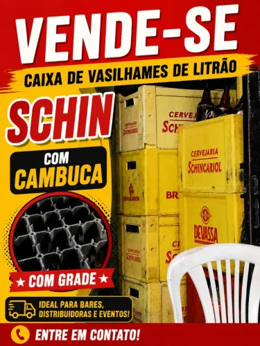 Vendo grade com vasilhames de litrão Schin e vasilhames de 600ml