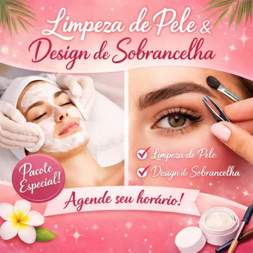 Design de sobrancelha + limpeza de pele R$99