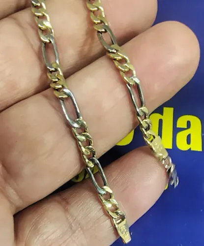 Pulseira Ouro Branco e Amarelo 18 Kilates Peso 3.78 Gramas 22 Cm 4 mm