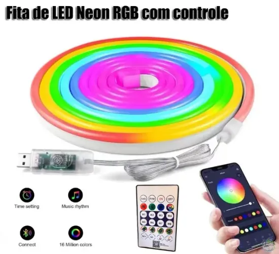 Fita de led Neon Rgb com controle remoto