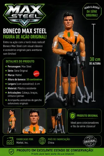 Boneco Max Steel Mattel 30cm (Original)