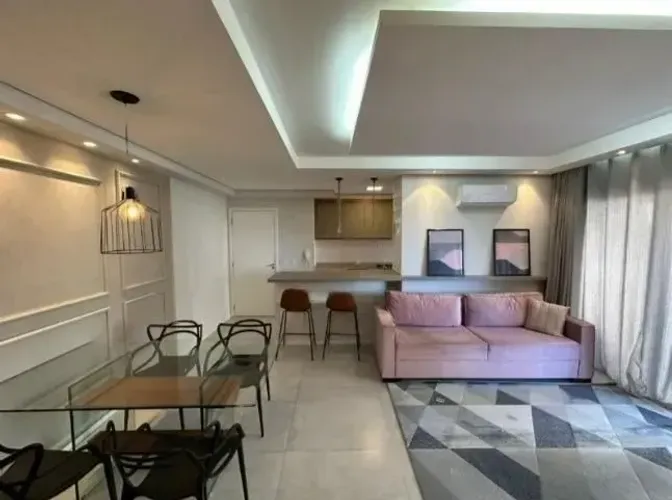 Apartamento mobiliado para aluguel com 74m², 2 quartos (1 suíte), ar condicionado, 2 vagas