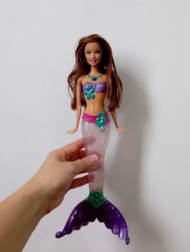 Boneca Barbie sereia antiga parkle Lights Mermaid