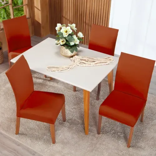 Mesa de Jantar com 4 Cadeiras da Tok na cor Terracota