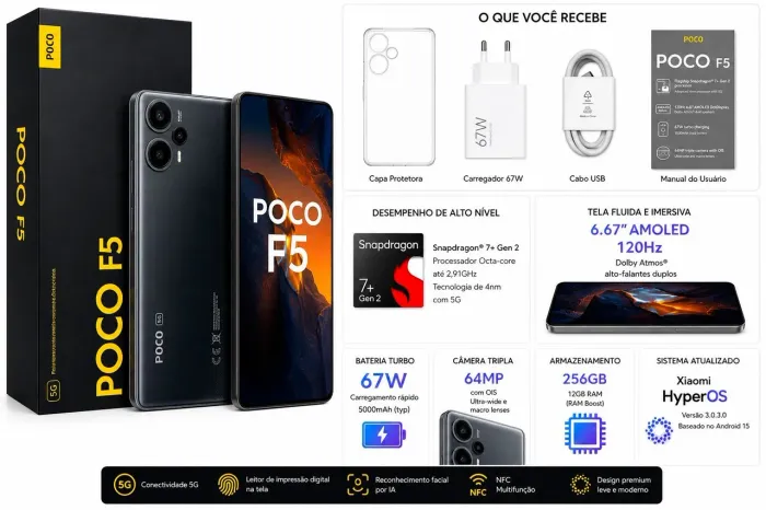Poco F5 12GB 256GB Perfeito