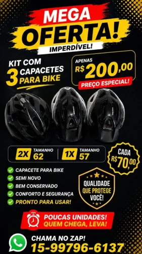 Capacete bike 3 capacete, vendo separado R$70,00 cada