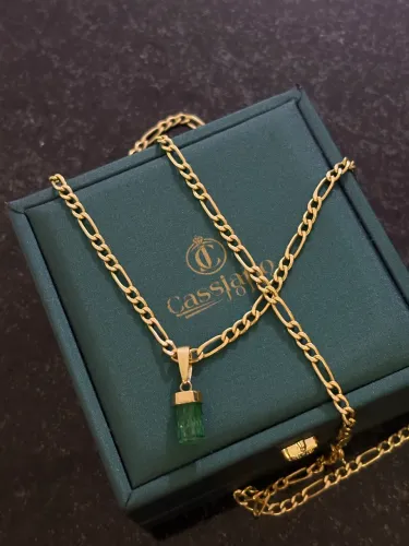 Corrente Ouro18k pingente esmeralda