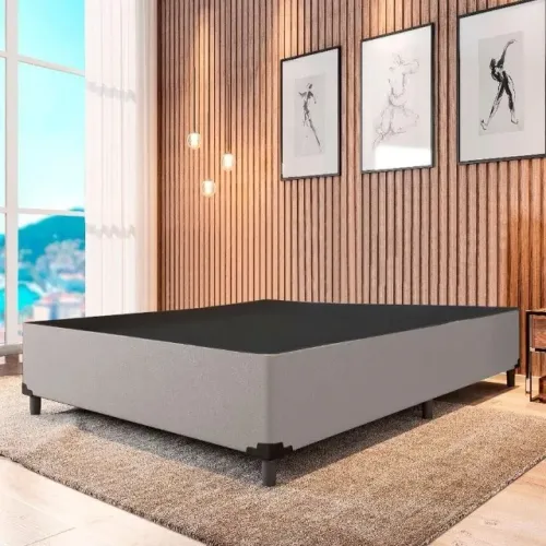  Cama Base Box Casal Cinza Claro