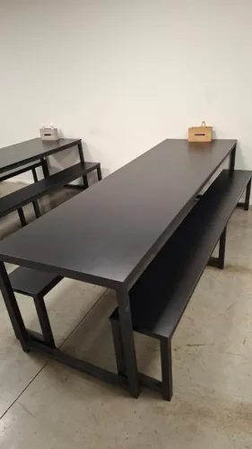 Conjunto mesas de refeitórios com banco