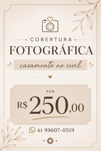 Cobertura fotográfica para casamento no civil