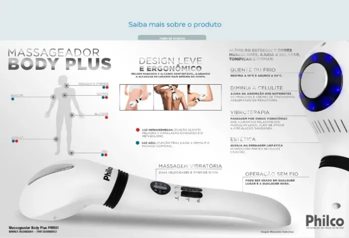 Massageador para Corpo Philco Quente/Frio Body PMGR01 - Bivolt
